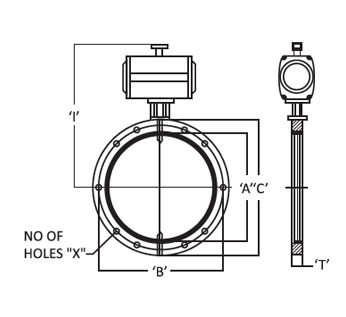 butterfly valve wireframe dimension