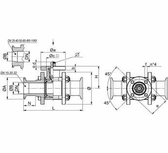 DIMENSIONS OF TC END 3 PC BALL VALVES