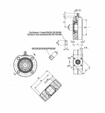 FLANGE ACTUATOR FLAT BODY WAFER BALL VALVES DIMENSION