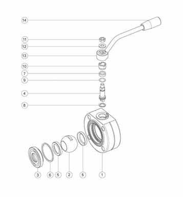 FLANGE ACTUATOR FLAT BODY WAFER BALL VALVES PARTS DIAGRAM