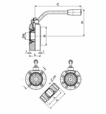 Lever Flat Body Wafer Ball Valves Dimension Diagram