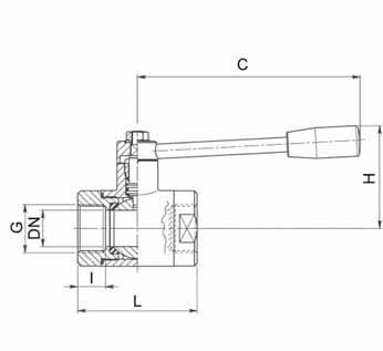 SCR End 2 PC Ball Valves Dimensions Diagram