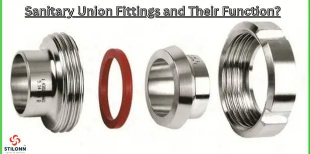 Visual representation of sanitary union fittings, highlighting their role in facilitating reliable connections within plumbing systems.